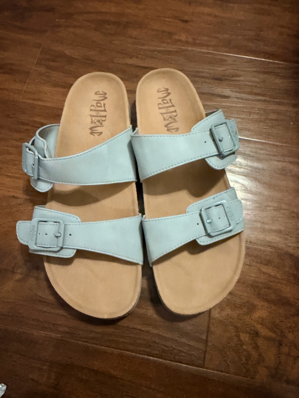 MadLove Light Blue Double Strap Buckle Sandals